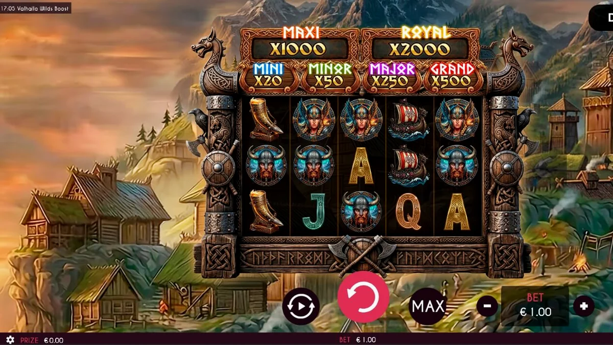 Tampilan visual slot Valhalla Wilds Boost dengan tema Viking